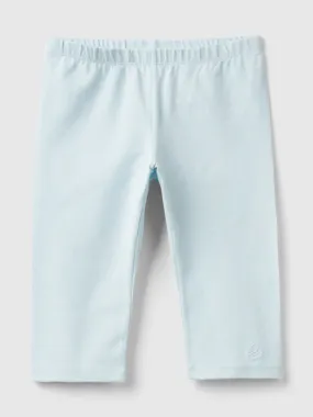 3/4 leggings in stretch cotton - Aqua | Benetton