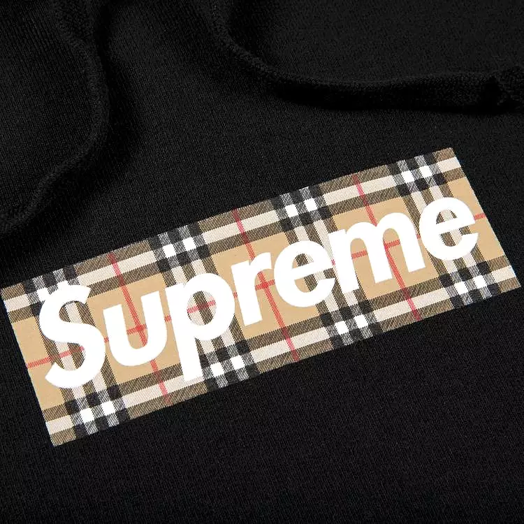 (40% Off) SUPREME X BURBERRY Box Logo Hoodie Black