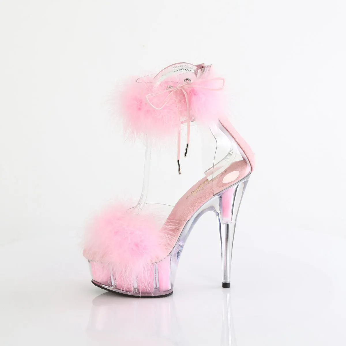 6 Inch Heel DELIGHT-624F Clear Baby Pink Fur