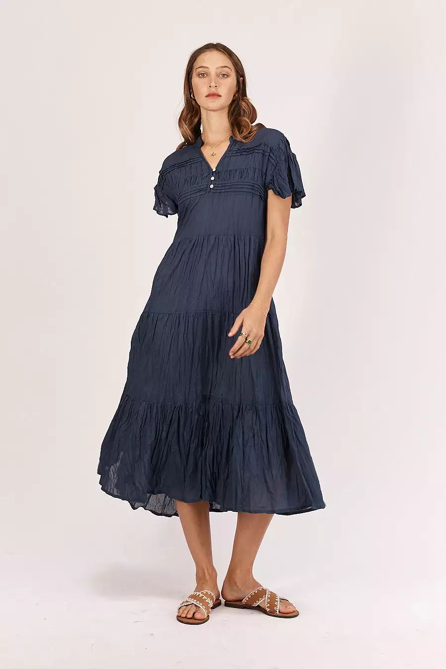 Abigail Midi Dress - Navy