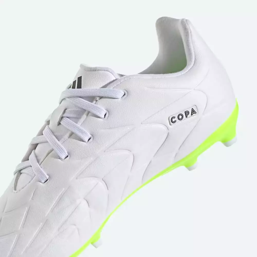 Adidas Copa Pure II.3 FG Jnr Football Boots (White/Black/Lucid Lemon)