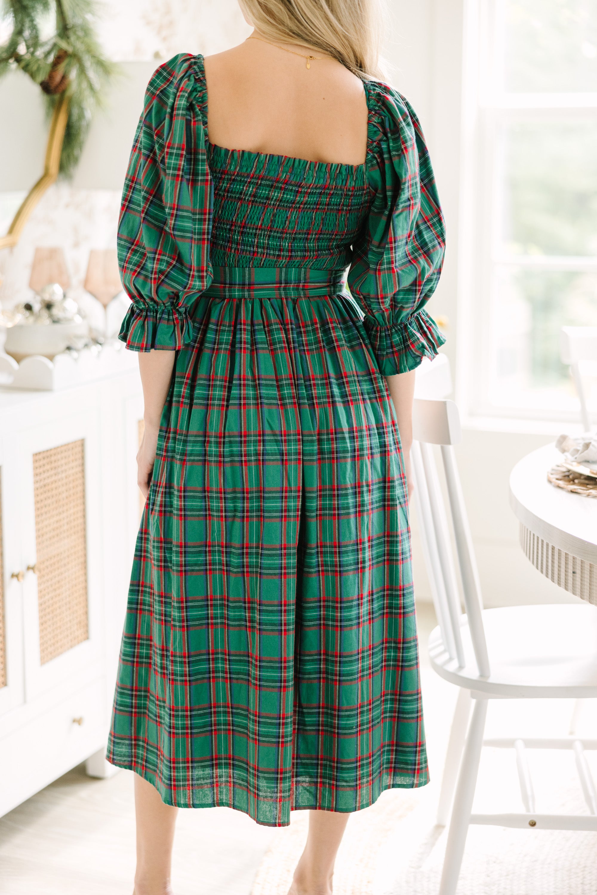 All I Want Green Tartan Plaid Midi Dress