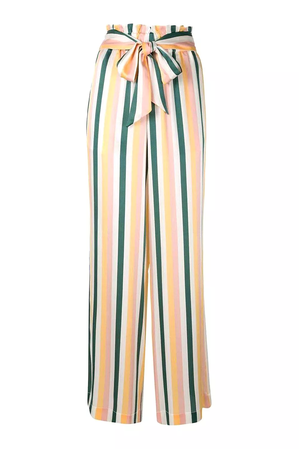 ASCENO 100% SILK MULTI STRIPE WIDE LEG PALAZZO PANTS (