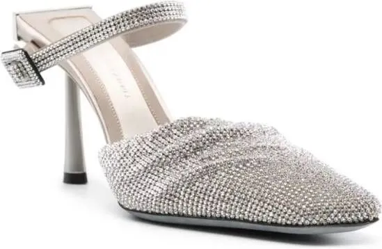 Benedetta Bruzziches Elena 100mm crystal-embellished mules Grey