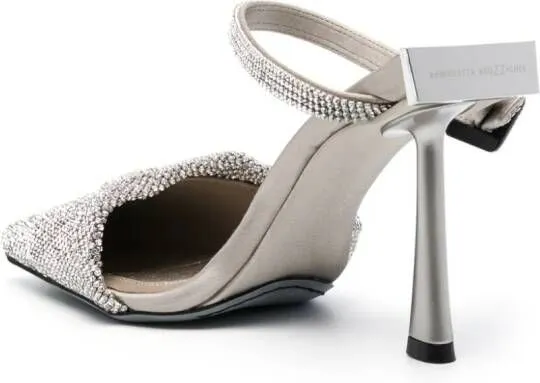 Benedetta Bruzziches Elena 100mm crystal-embellished mules Grey