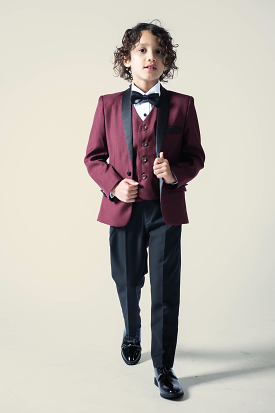 Boys Duke of Burgundy Tuxedo + Black Pants