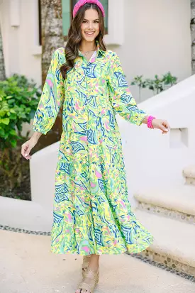 Bright New Days Green Paisley Midi Dress