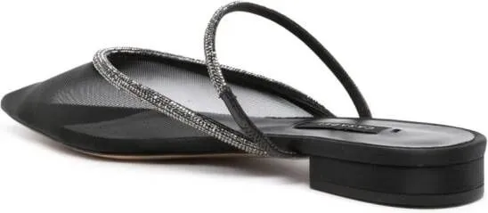 Casadei Mimì crystal-embellished mesh mules Black