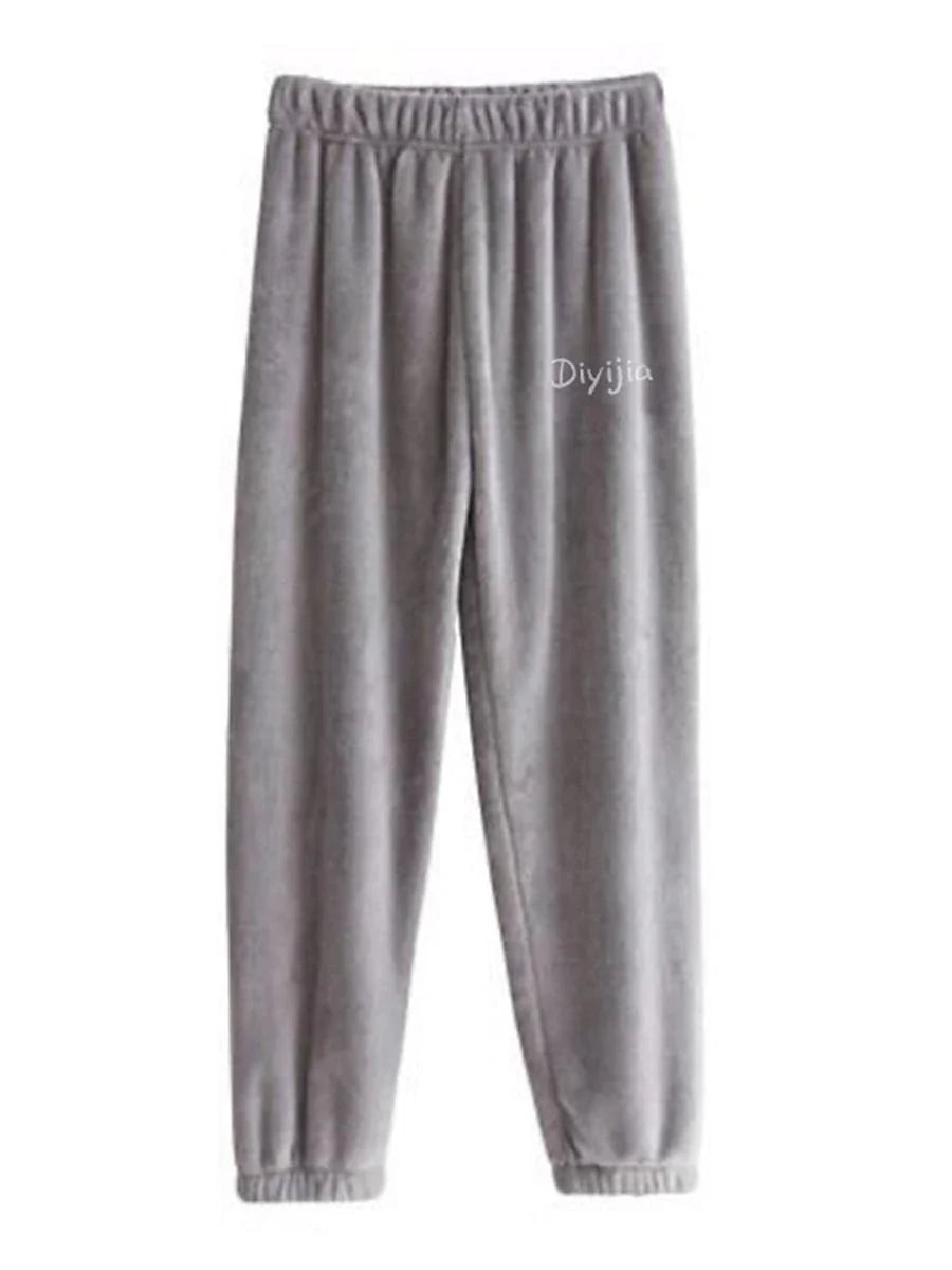 Cozy Winter Women's Black and White Coral Fleece Pajama Pants