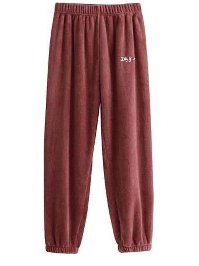 Cozy Winter Women's Black and White Coral Fleece Pajama Pants