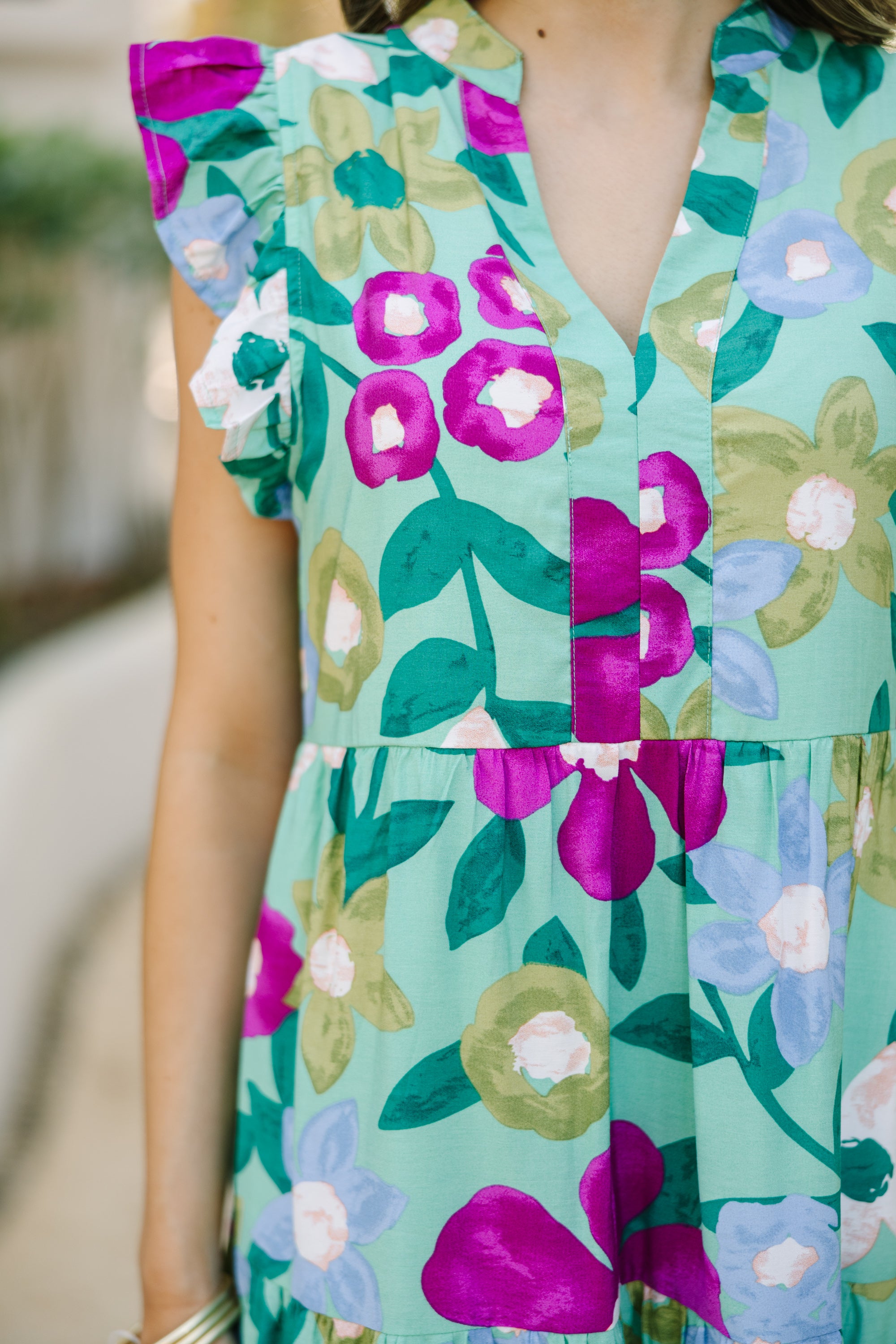 Created Beauty Sage Green Floral Midi Dress