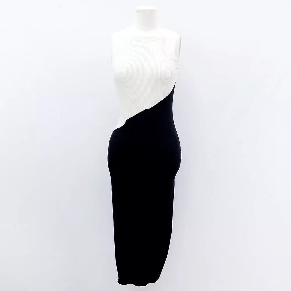 Cut Out Color Block Sleeveless Dress IM5