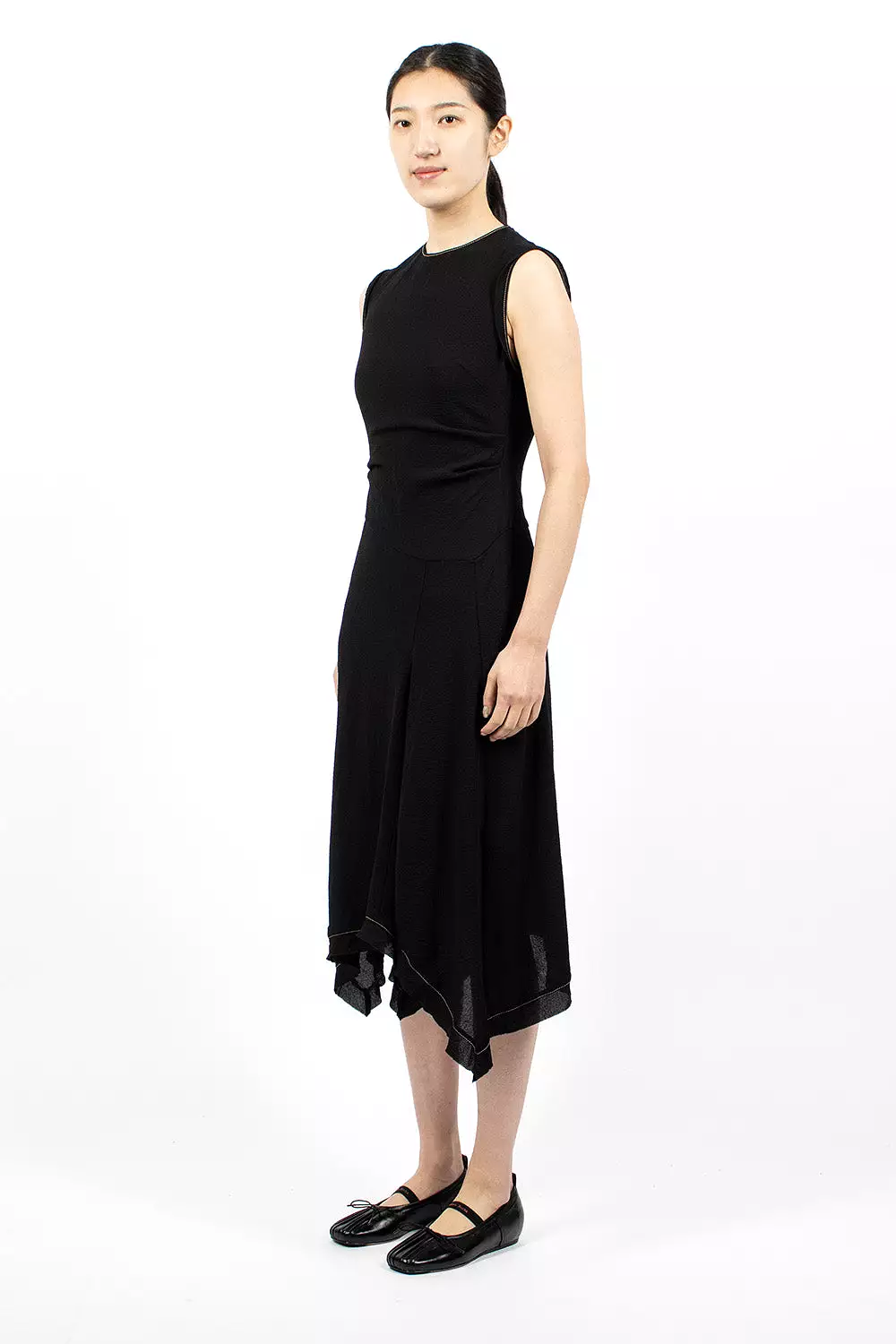 Draped Sleeveless Dress Black