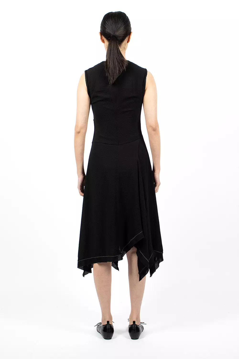 Draped Sleeveless Dress Black