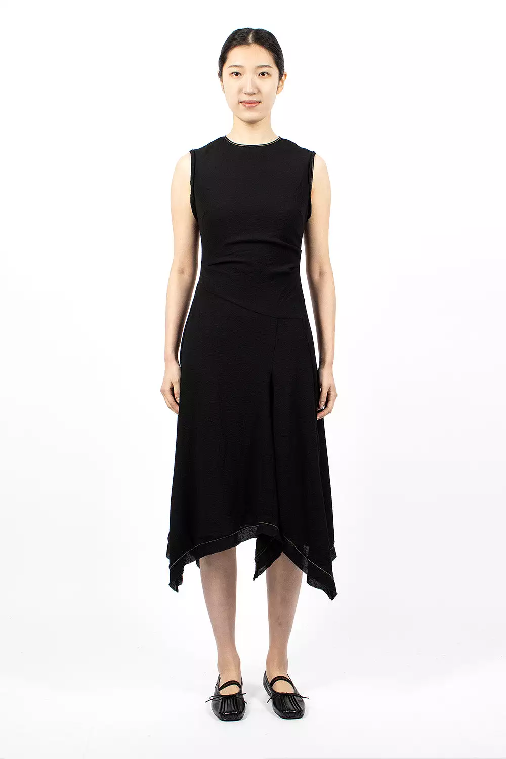 Draped Sleeveless Dress Black