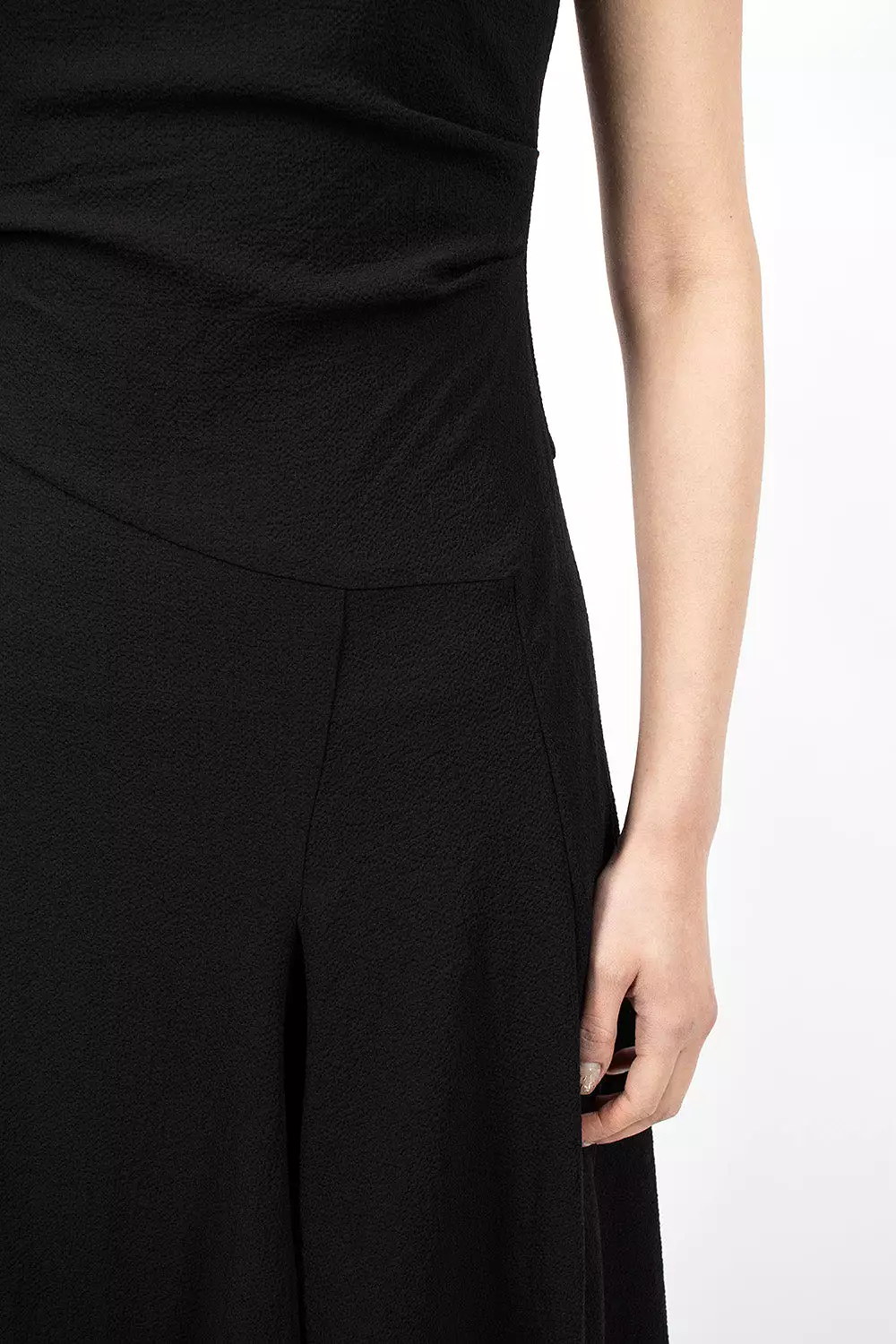 Draped Sleeveless Dress Black