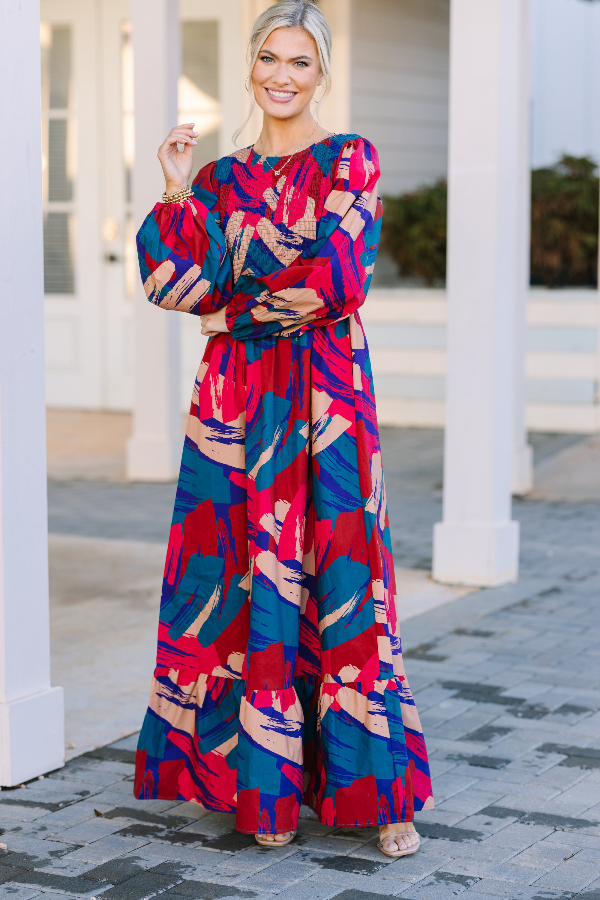 Dreaming Of The Day Red Tropical Maxi Dress