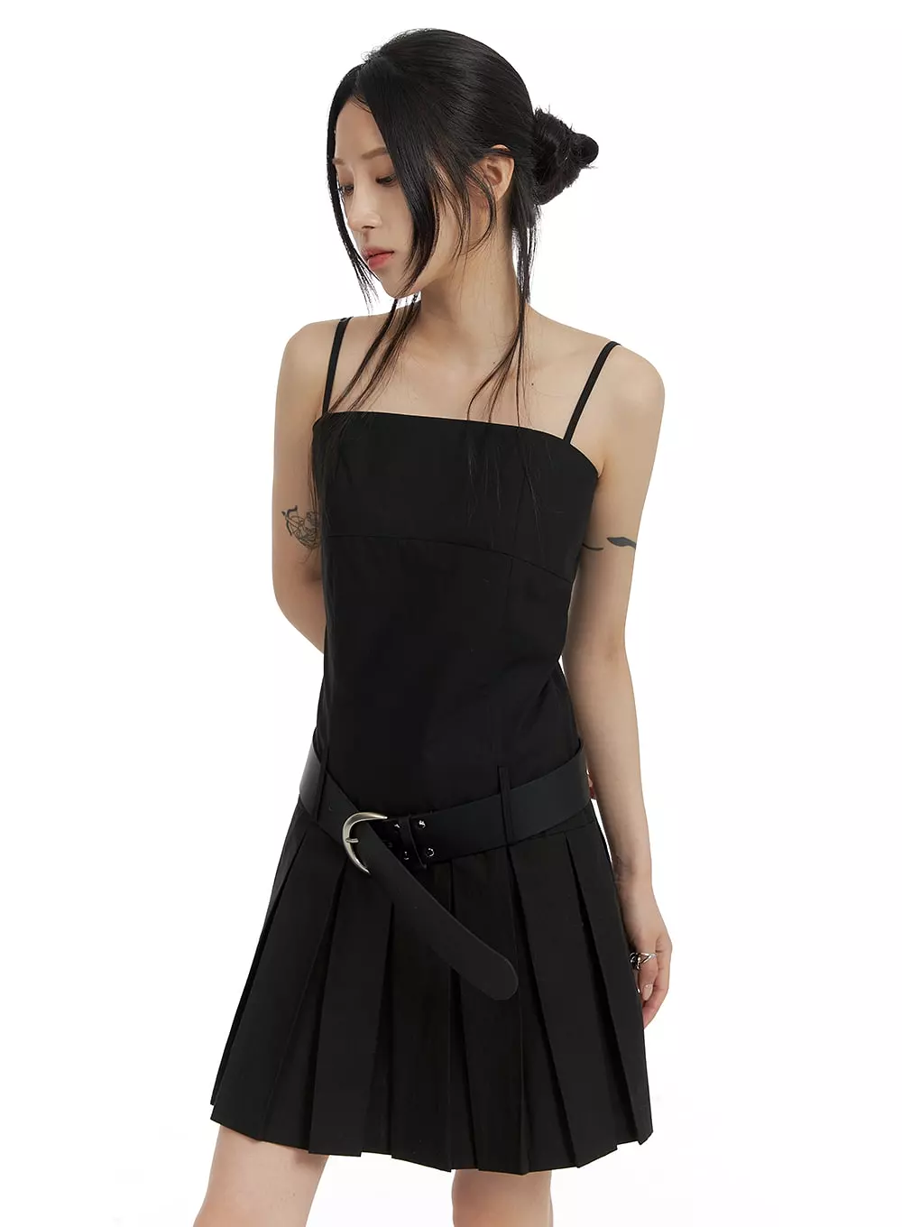 Drop Waist Pleated Mini Dress CF428