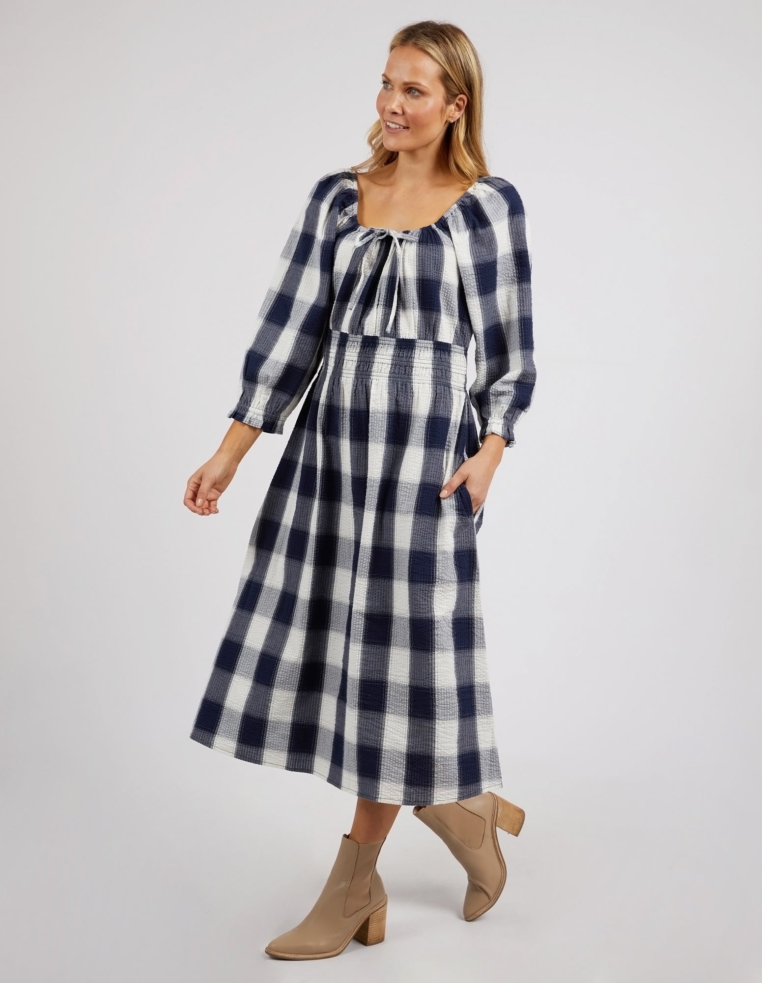 Elm Cedar Check Dress - Navy Check