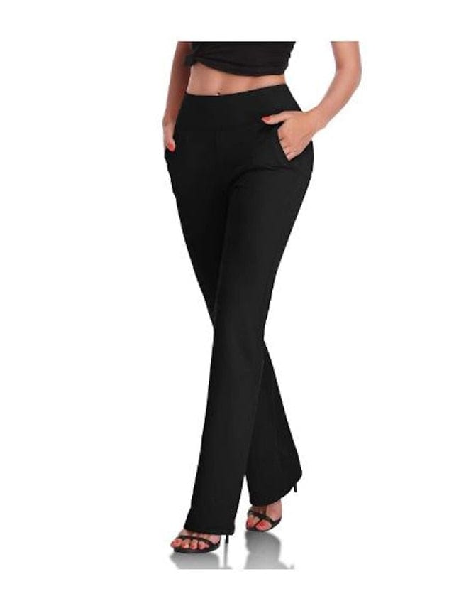 Everyday Women's Straight Leg Stretchy Pants in Black and Wine - S M