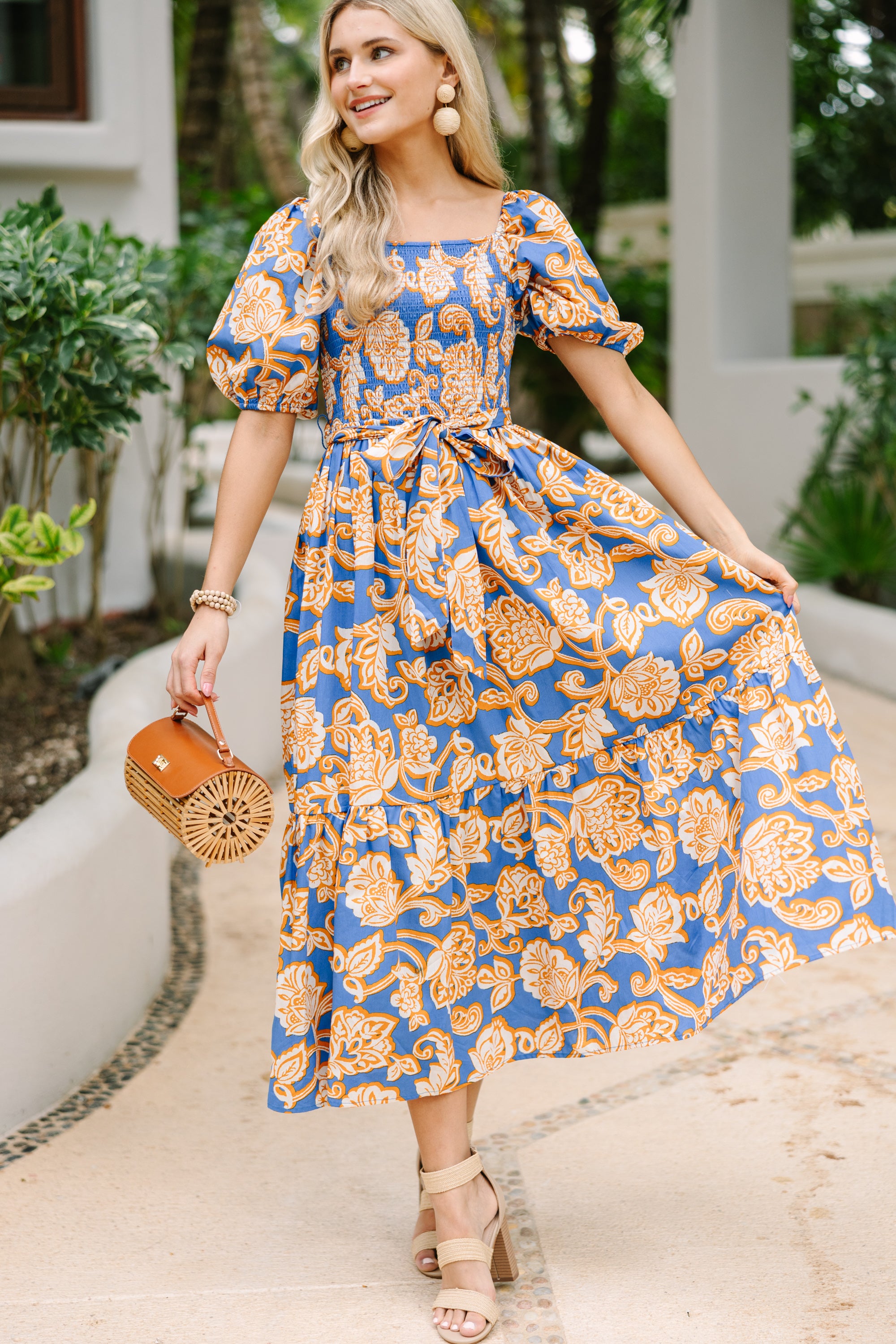 Feeling Bold Blue Floral Maxi Dress