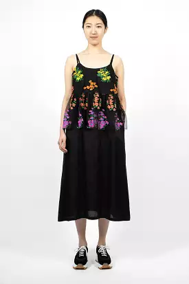 Floral Overlay Dress Black