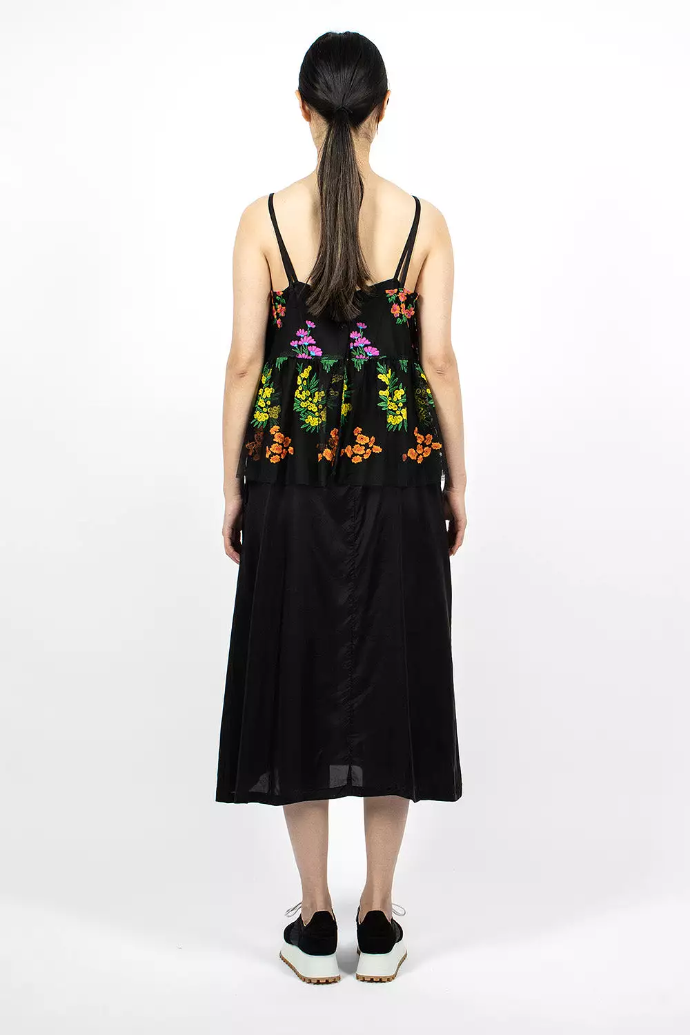 Floral Overlay Dress Black