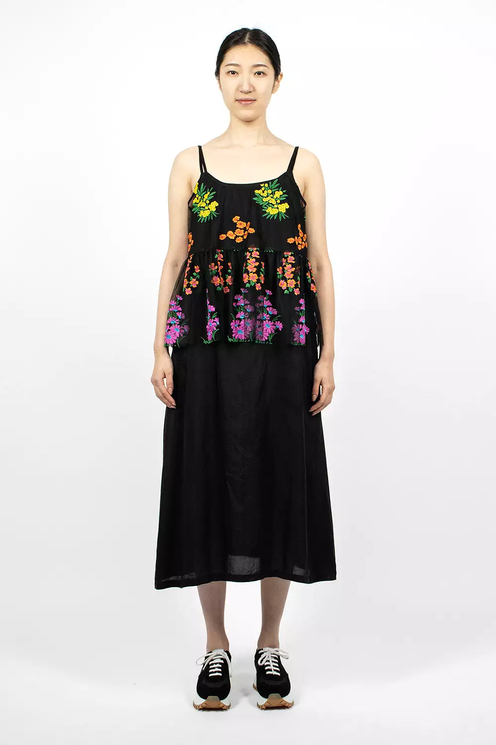 Floral Overlay Dress Black