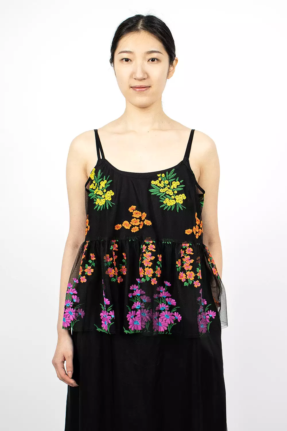 Floral Overlay Dress Black