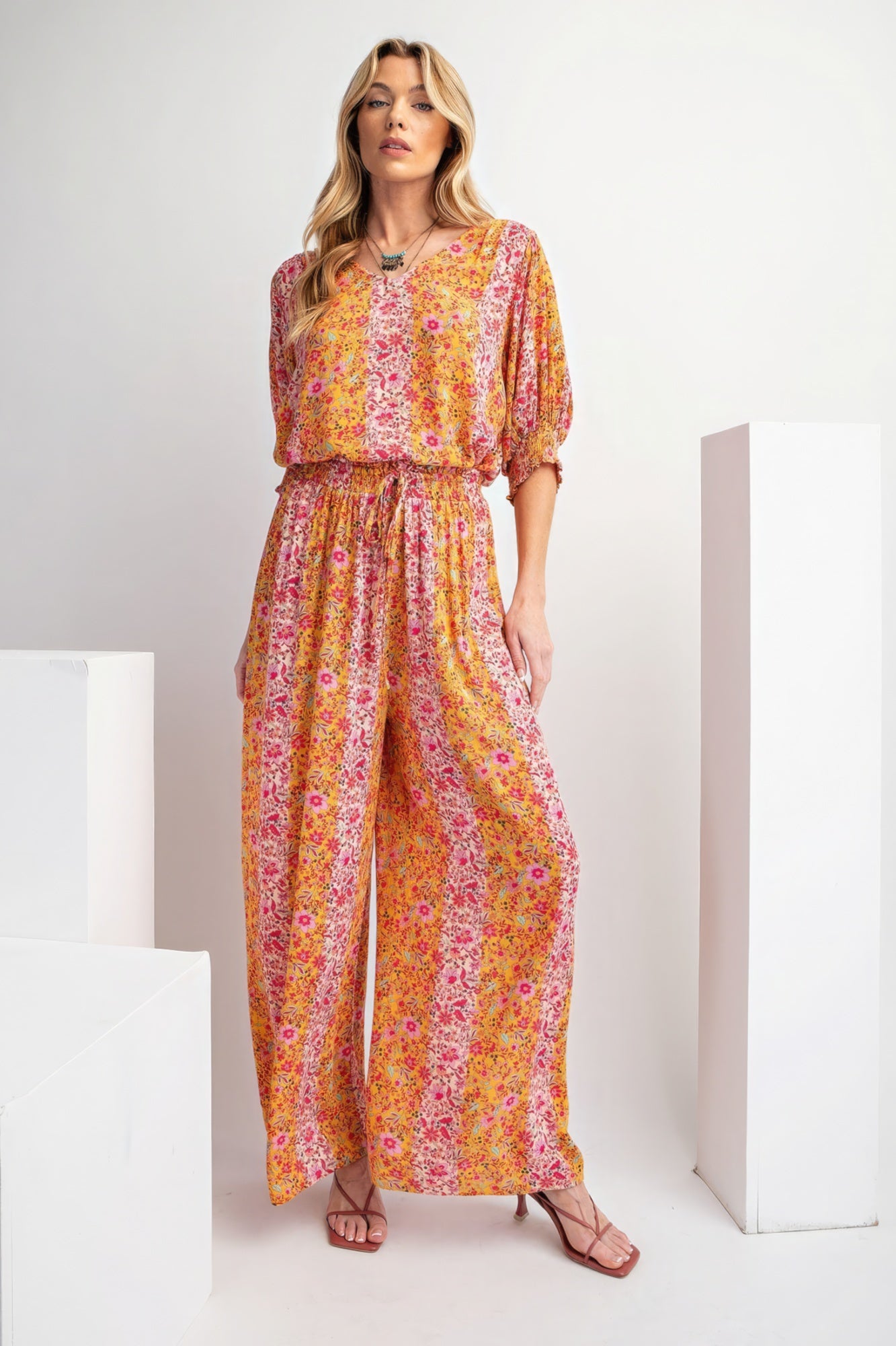 Floral Print Gauze Palazzo Pants