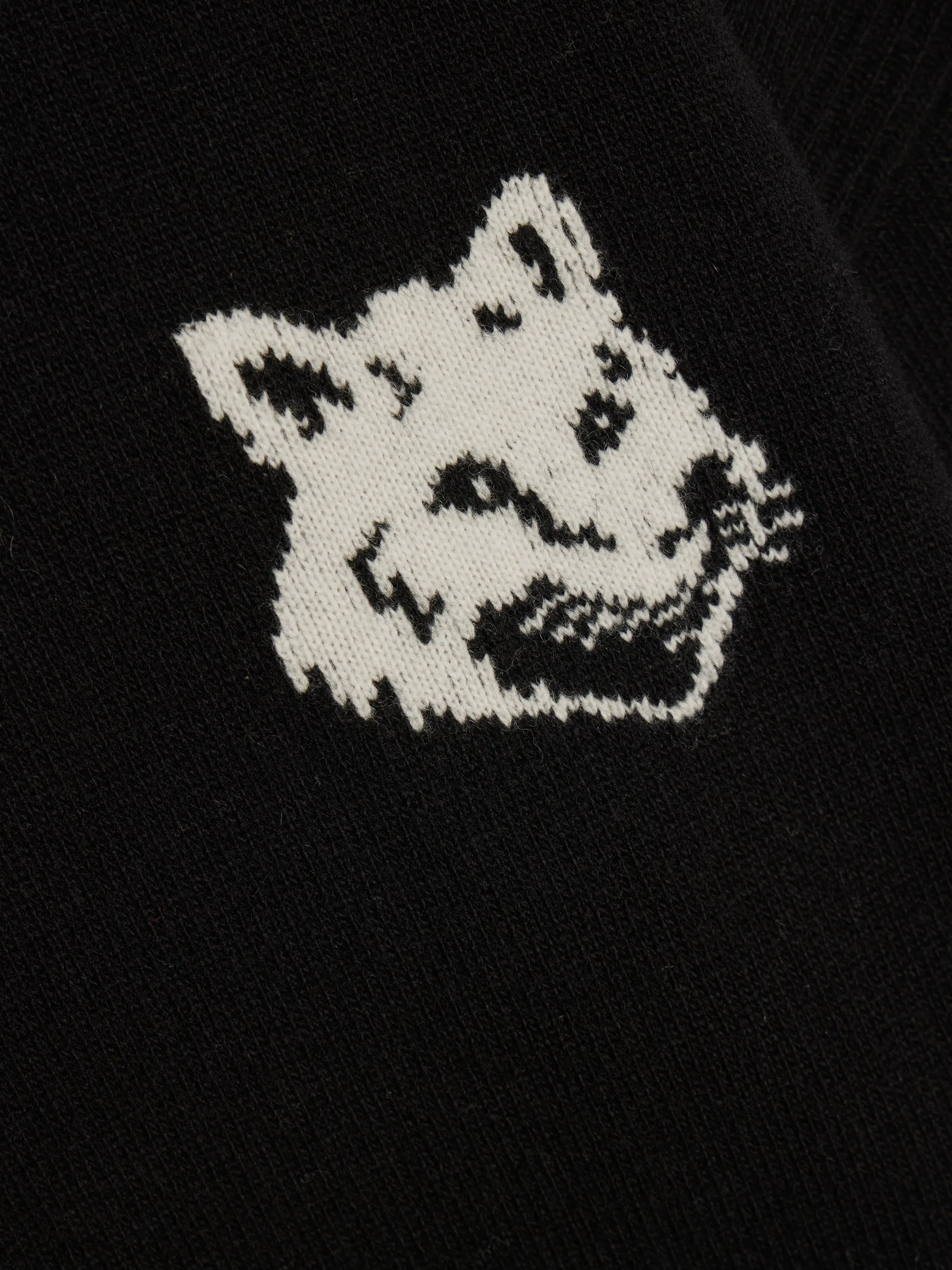 Fox Head Intarsia Comfort Jumper, Black