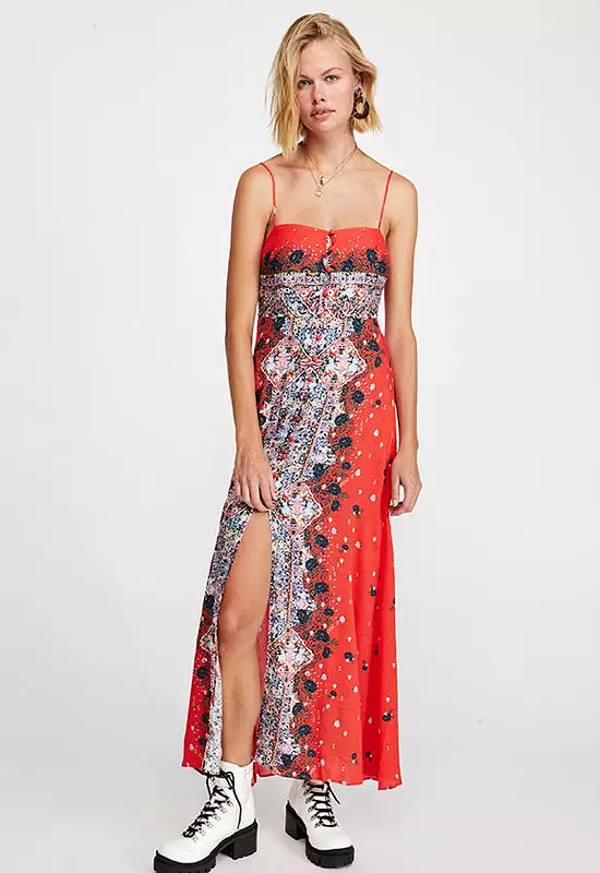 Free People - Red Multi Morning Song Printed Maxi Dress