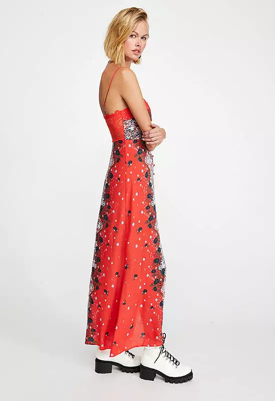 Free People - Red Multi Morning Song Printed Maxi Dress