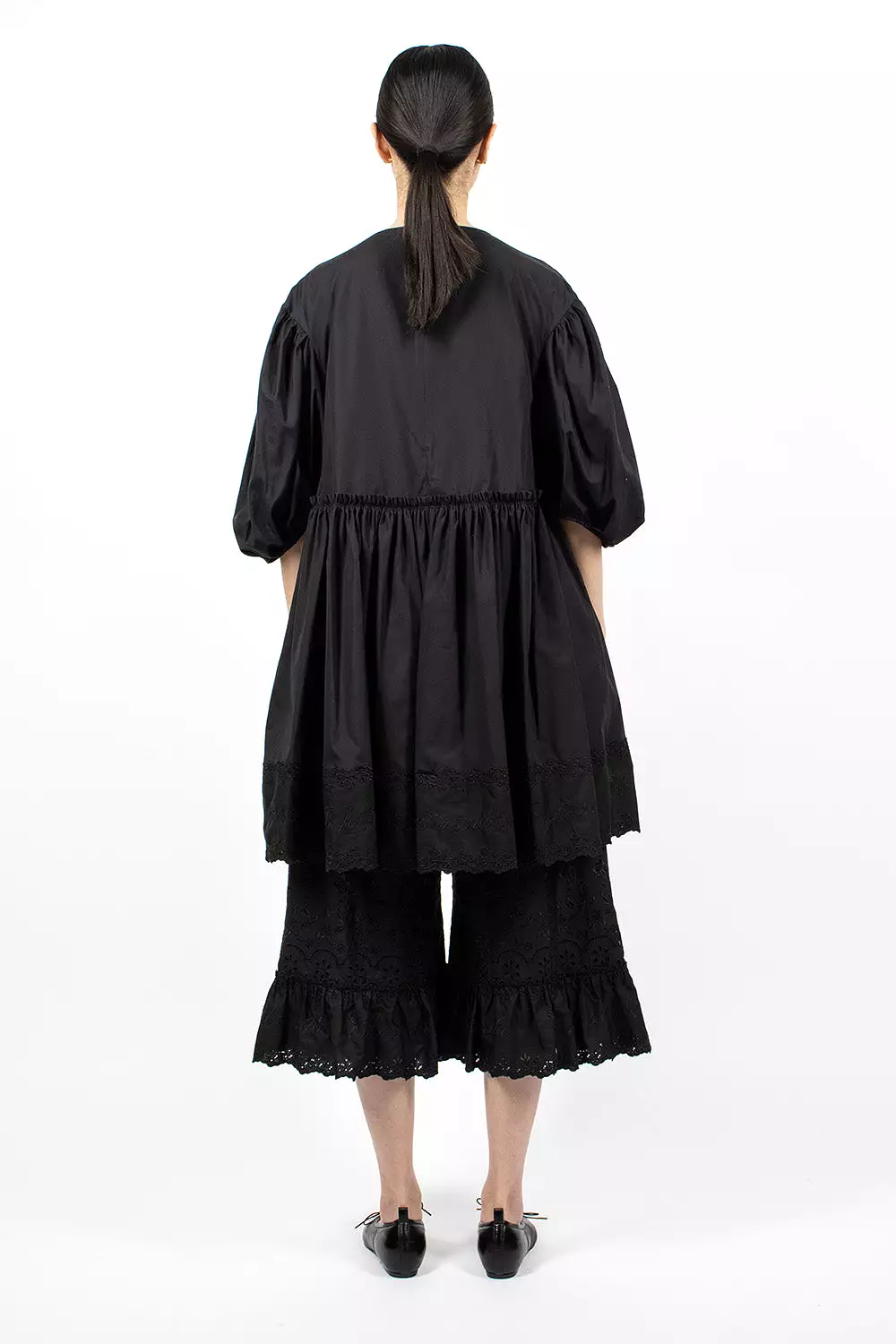 Front Bow Smock Dress Black