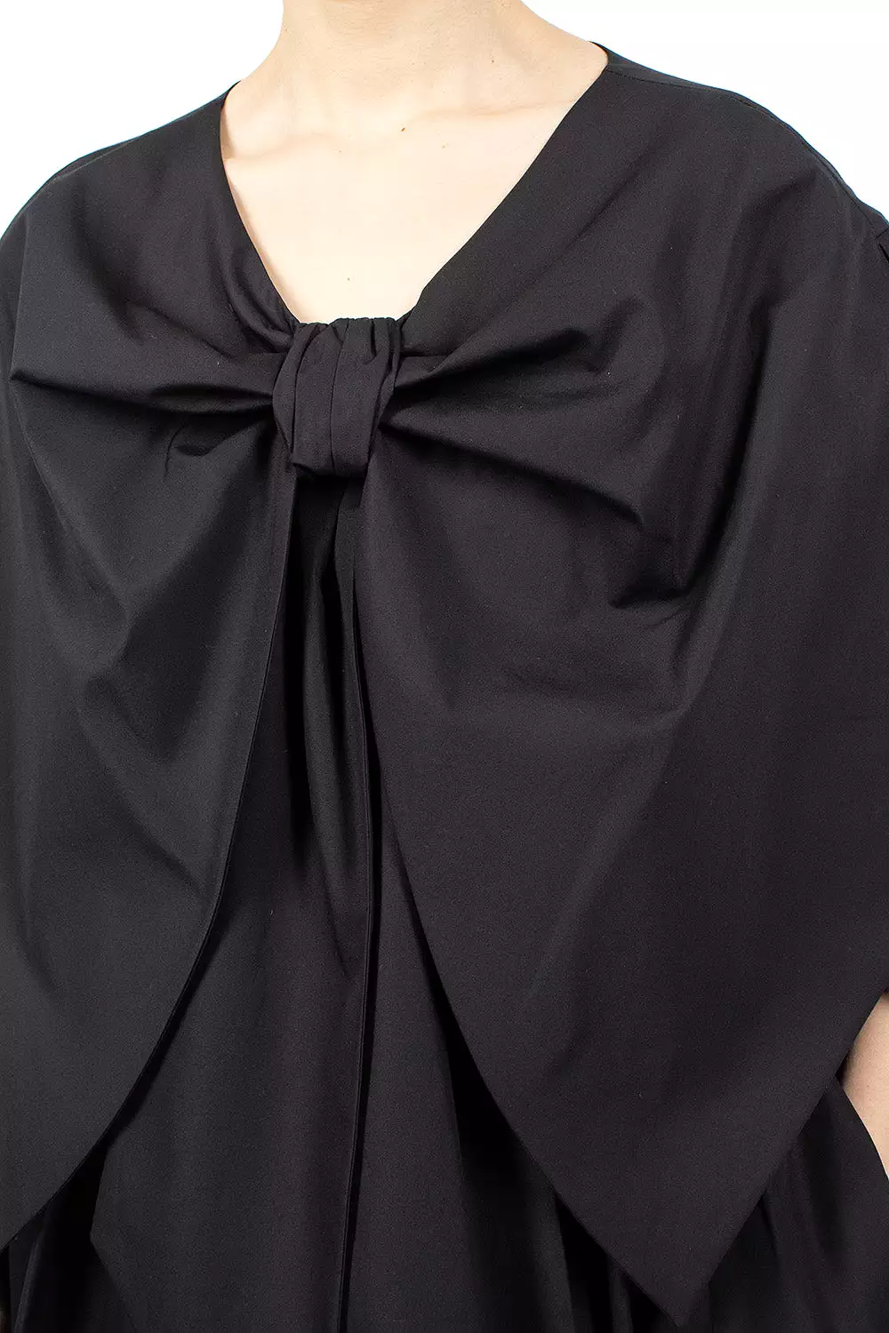 Front Bow Smock Dress Black