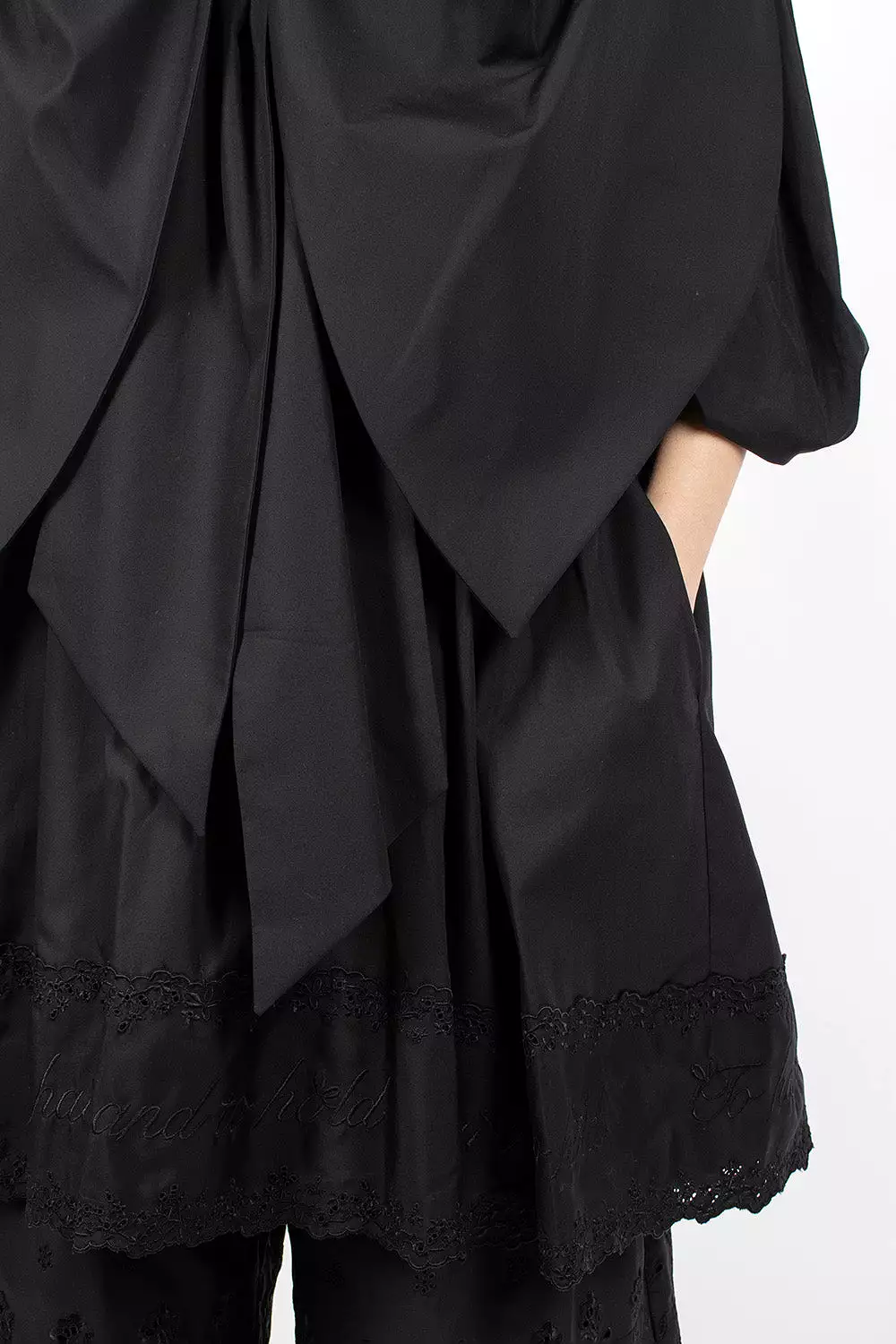 Front Bow Smock Dress Black