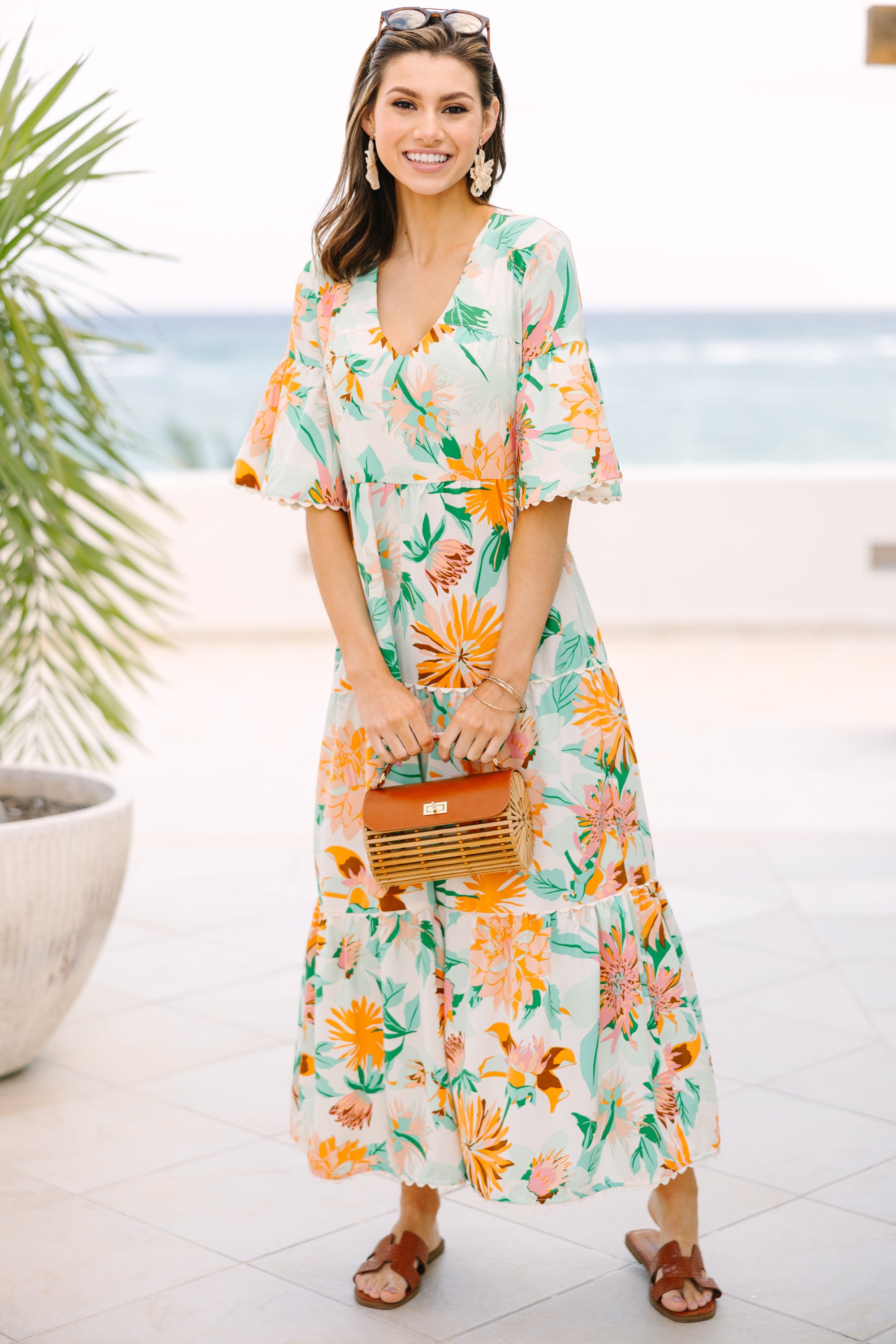 Get Together Green Floral Midi Dress