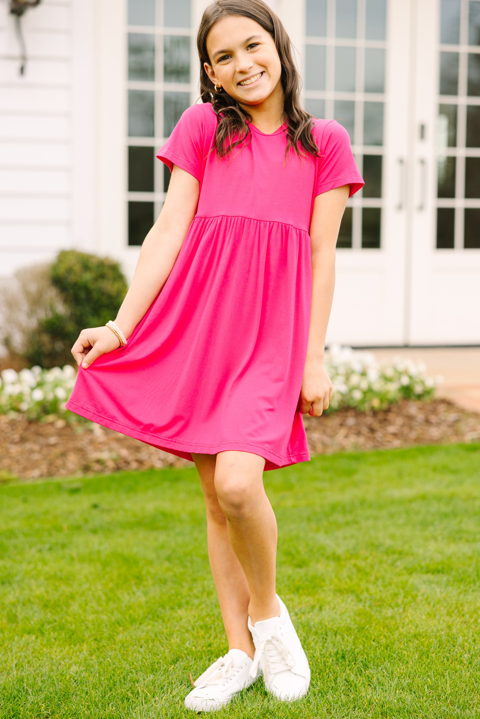 Girls: Happy Days Fuchsia Pink Babydoll Dress