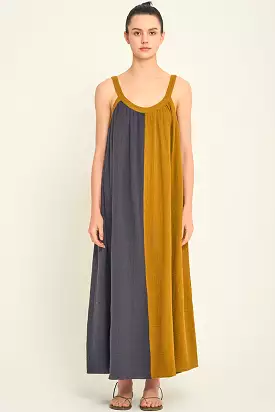 GRADE AND GATHER TWO TONE MAXI DRESS