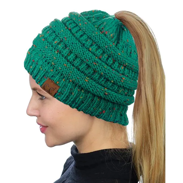 Green Confetti C.C Messy Beanie Bun