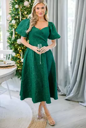 In Your Sights Emerald Green Textured Midi Dress