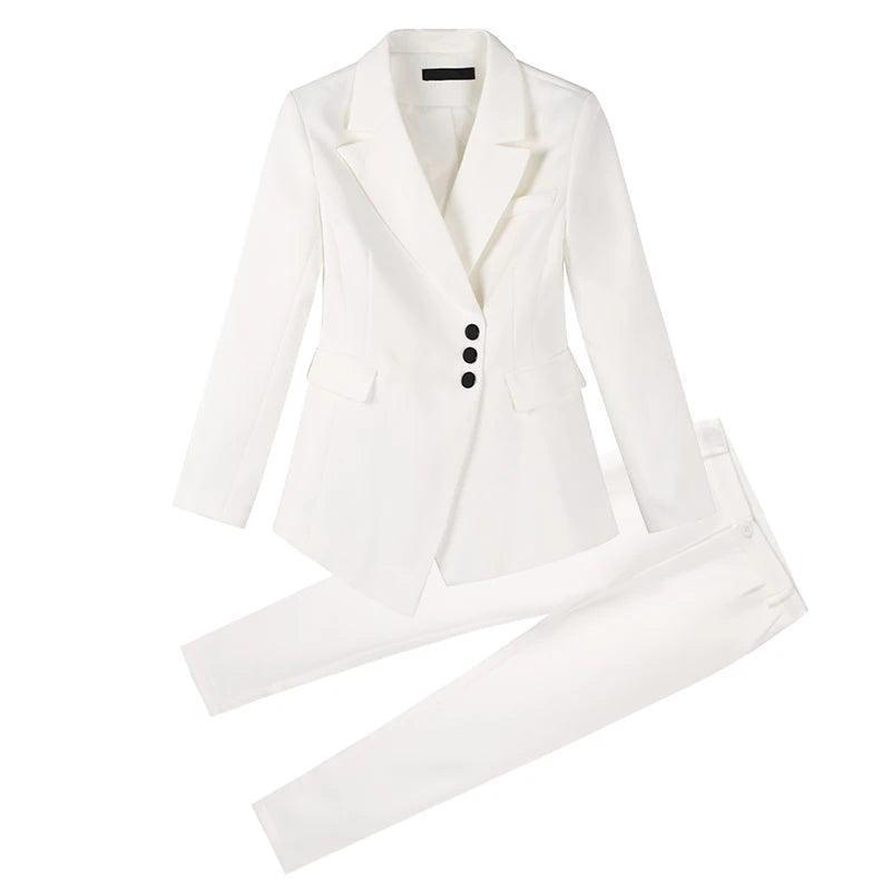 Irregular Women Pant Suit, Side Buttoned