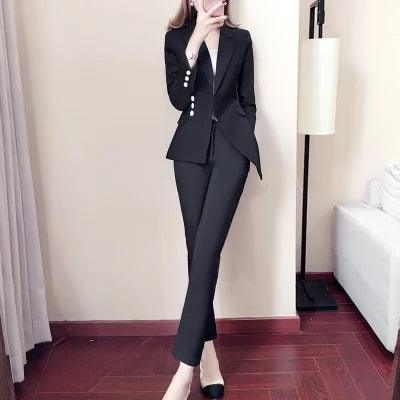 Irregular Women Pant Suit, Side Buttoned