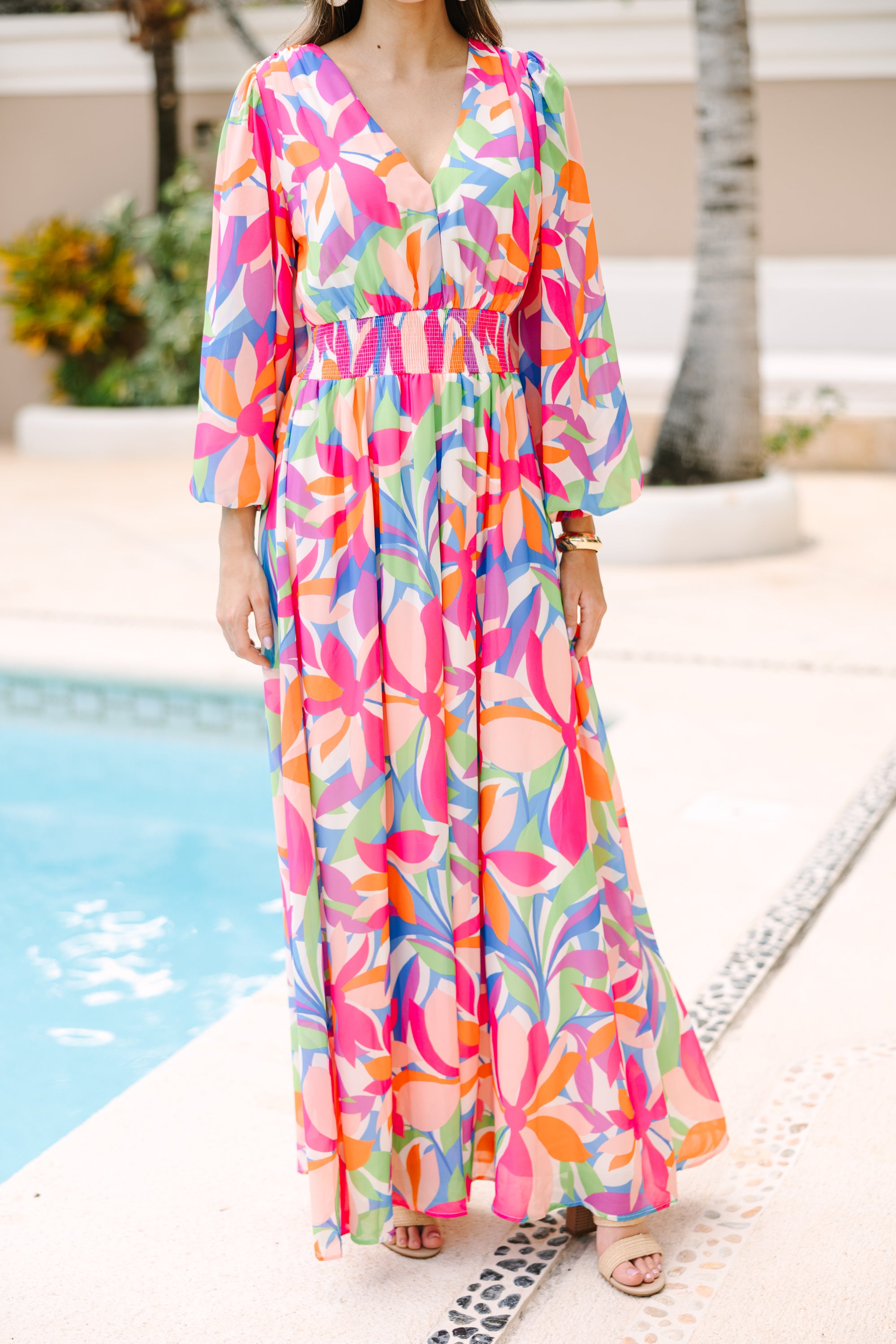 Just Imagine It Pink Abstract Maxi Dress