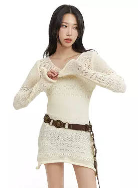 Knitted Hollow Out Mini Dress CM427