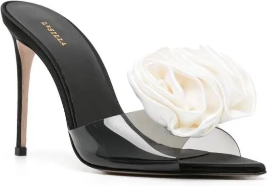 Le Silla Rose 110mm satin mules Black