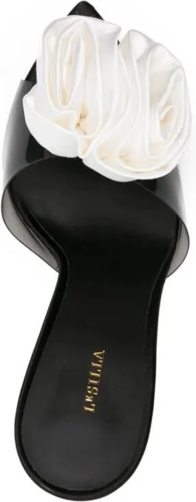 Le Silla Rose 110mm satin mules Black