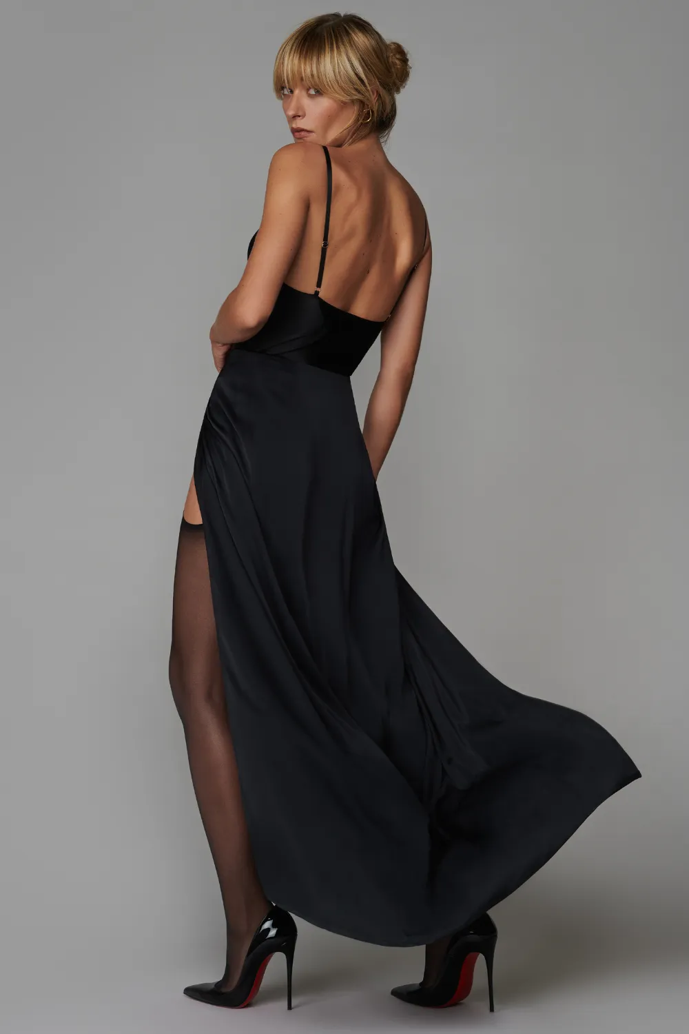 Le Vestiaire Satin Long Wrap Skirt