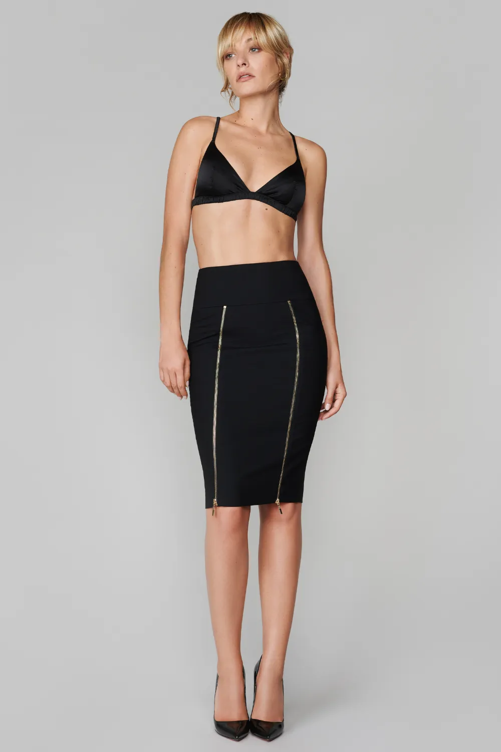 Le Vestiaire Wool Pencil Skirt with Zips