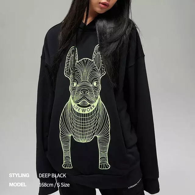 LifeWork Bulldog Mascot Hoodie Black Green